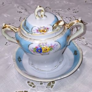 Vintage Noritake Mayonnaise Jam Mustard Pot Underplate Ladle